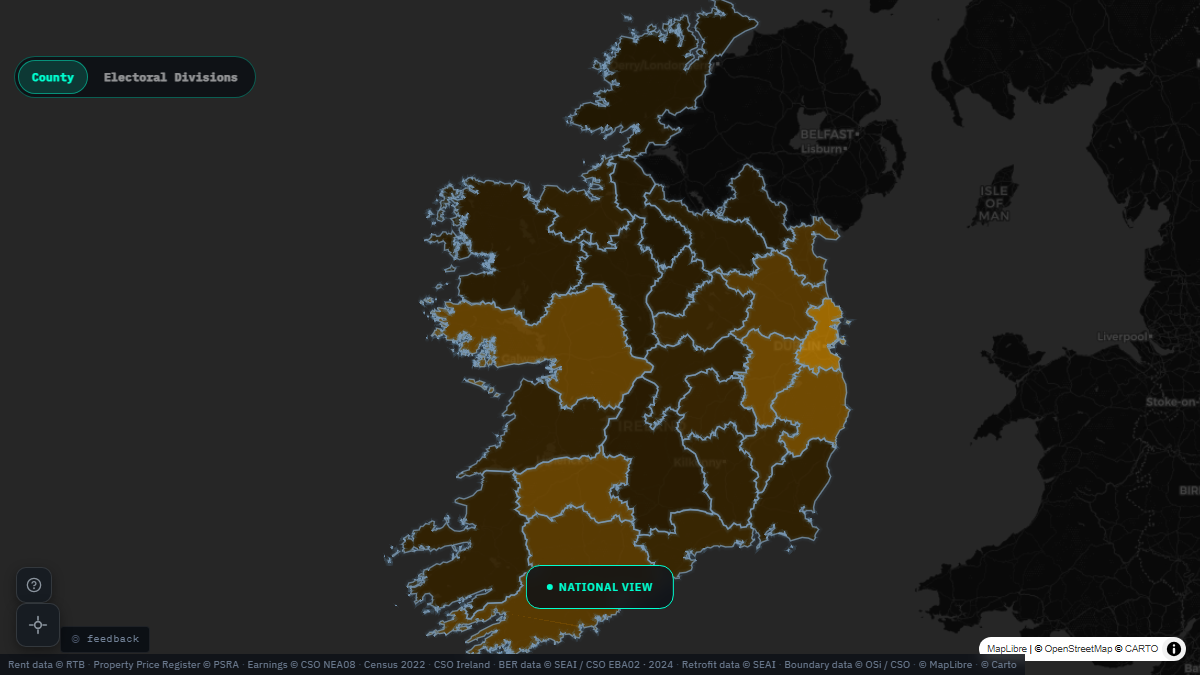 Ireland — Average Rent choropleth — IrelandInsights
