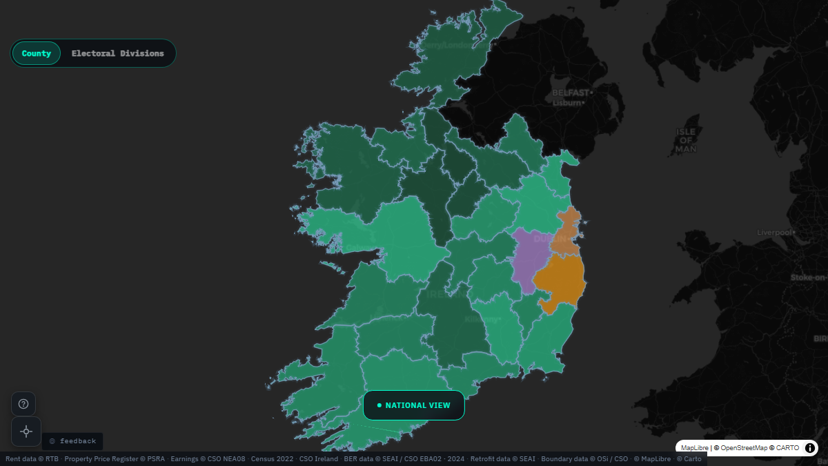 Ireland — Price-to-Income Ratio choropleth — IrelandInsights